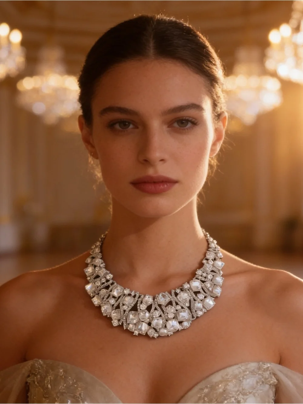 Luxe Crystal Statement Bib Necklace | Silver-Tone Rhinestone Glam